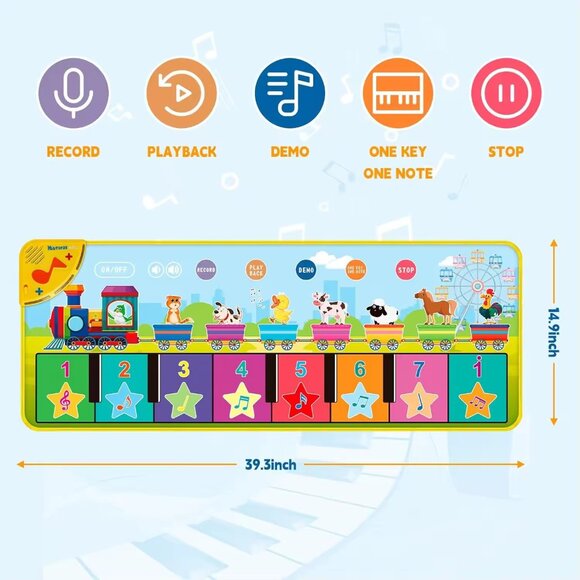 Floor Piano Mat for Toddlers 1-3 with Music Sounds Educational Baby Musical Toys - Picture 12 of 12